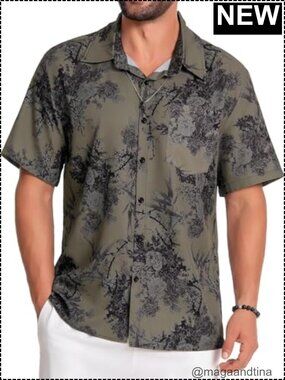 Men's Hawaiian Shirt Short Sleeve Summer Button Down with Pocket Lightweight